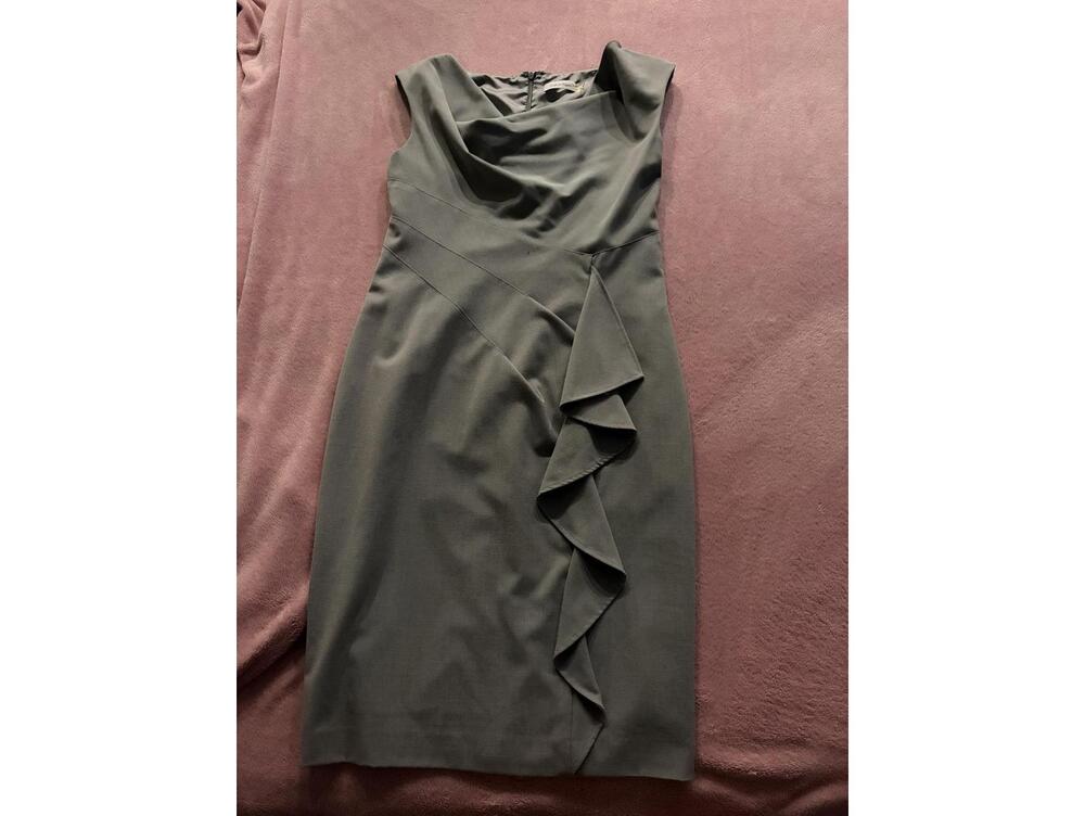 Calvin Klein Elegant Gray Ruffle Detail Dress Size 8